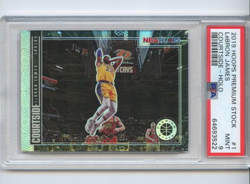 LeBron James Holo Premium Silver Prizm Stock Hoops Courtside 2019 Pop 41 PSA 9