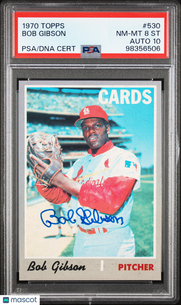1970 Topps Bob Gibson #530 ST PSA 8 Auto 10
