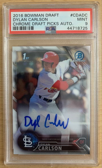 Dylan Carlson 2016 Bowman Chrome 1st Auto Prospect Autograph CDA-DC PSA 9 Mint