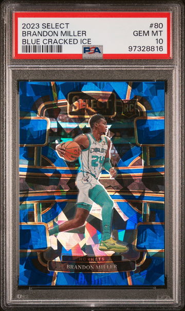 2023 PANINI SELECT BRANDON MILLER BLUE CRACKED ICE #80 RC ROOKIE PSA 10