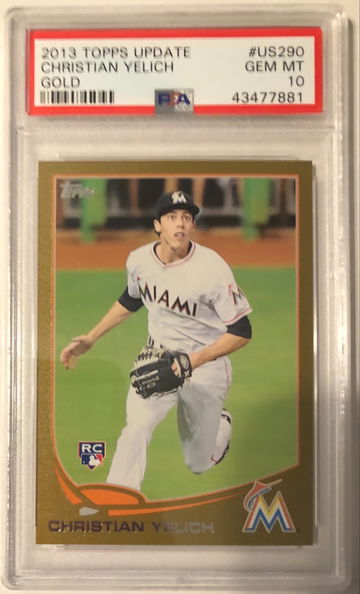 2013 Topps Update Christian Yelich RC Gold Parallel #290 1877/2013 PSA 10