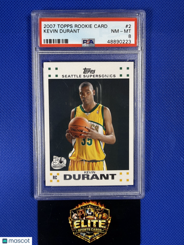 2007 Topps Rookie Card Kevin Durant #2 Rookie PSA 8