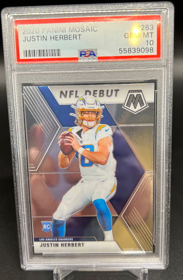 2020 Panini Mosaic Justin Herbert NFL Debut PSA 10