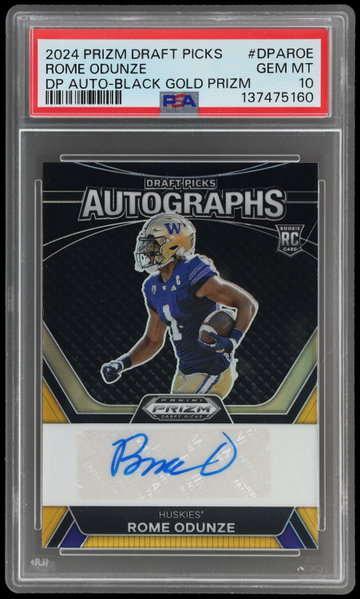 2024 Panini Prizm Draft Picks Rome Odunze Autograph Black Gold Prizm PSA 10