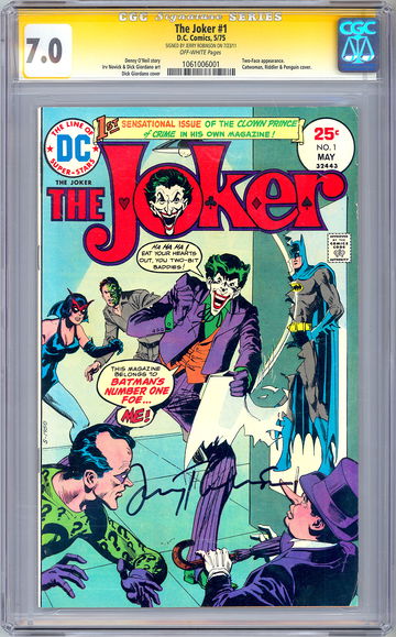 THE JOKER #1 CGC-SS 7.0 SIGNED *BATMAN LEGEND JERRY ROBINSON* JOKER CREATOR 1975