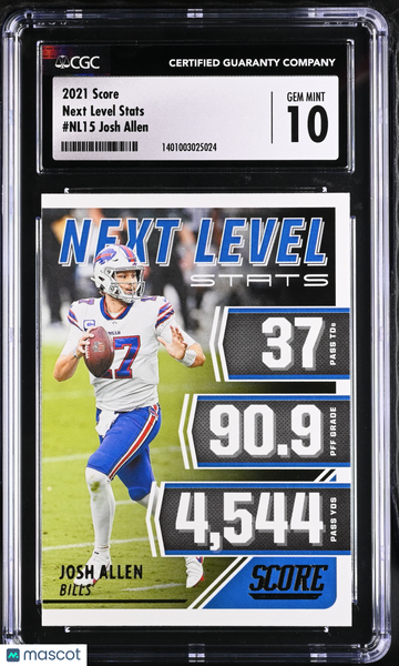 2021 Score Josh Allen #NL15 Next Level Stats CGC 10