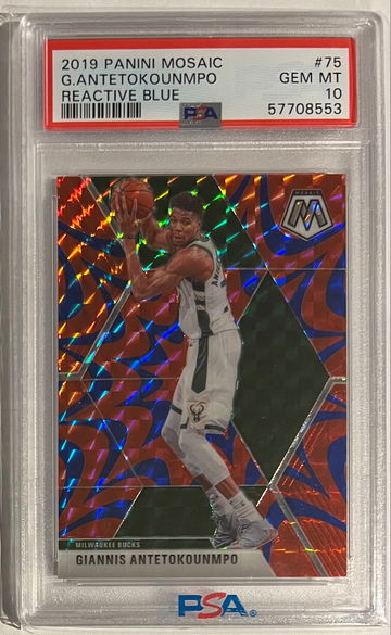 2019 Mosaic Giannis Antetokounmpo Bucks Reactive Blue PSA 10
