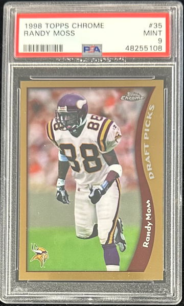 1998 TOPPS CHROME RANDY MOSS ROOKIE PSA 9