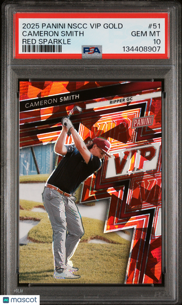 2025 Panini National Sports Collectors Convention Vip Gold Cameron Smith #51 Red Sparkle /99 Rookie PSA 10