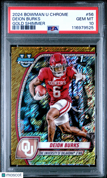 2024 Bowman University Chrome Deion Burks #56 Gold Shimmer PSA 10