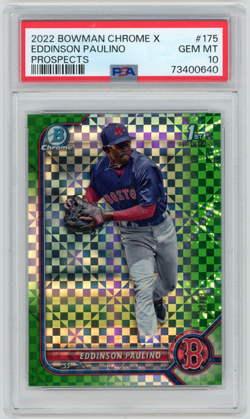 2022 Bowman Chrome X Eddinson Paulino 1st Green Xfractor #'d /31 PSA 10 GEM MINT Boston Red Sox