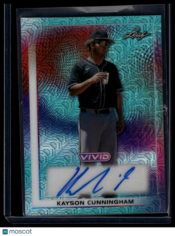 2026 Leaf Vivid Kayson Cunningham #BA-KC2 Base Autographs Lazer Teal SN AU