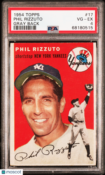 1954 Topps Baseball Phil Rizzuto #17 PSA 4 Gray Back