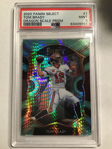 2020 Panini Select TOM BRADY 🐐 Dragon Scale Prizm #’d/67 PSA 9