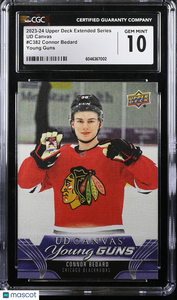 2023-24 Upper Deck Extended Series Connor Bedard #C382 Young Guns UD Canvas CGC 10