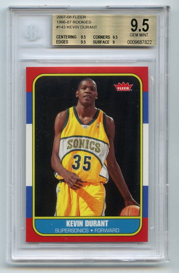 2007 Fleer Kevin Durant 1986 BGS 9.5 ICONIC MICHAEL JORDAN