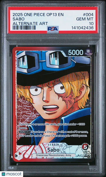 2025 One Piece Op13-Carrying On His Will Sabo Alternate Art PSA 10 #004