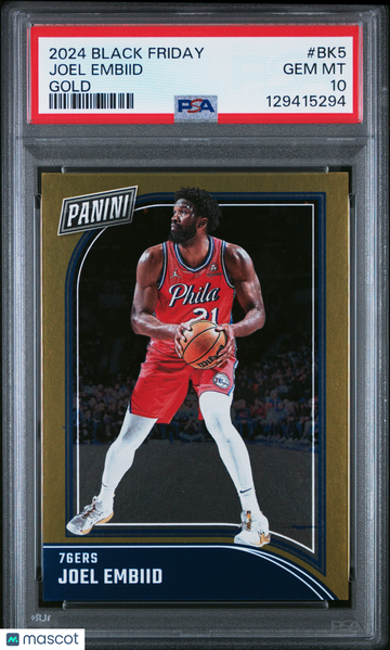 2024 Panini Black Friday Basketball Joel Embiid #BK5 Gold PSA 10