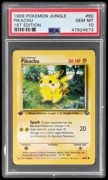 1999 Pokemon Jungle Pikachu 1st Edition PSA 10