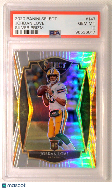 Graded 2020 Panini Select Silver Prizm Jordan Love #147 Football Card