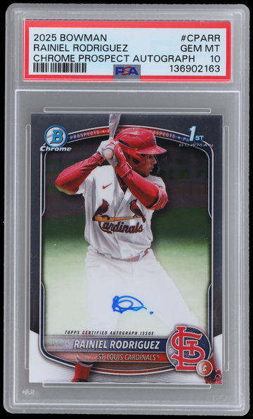 2025 Bowman Chrome Prospect Autograph Rainiel Rodriguez PSA 10