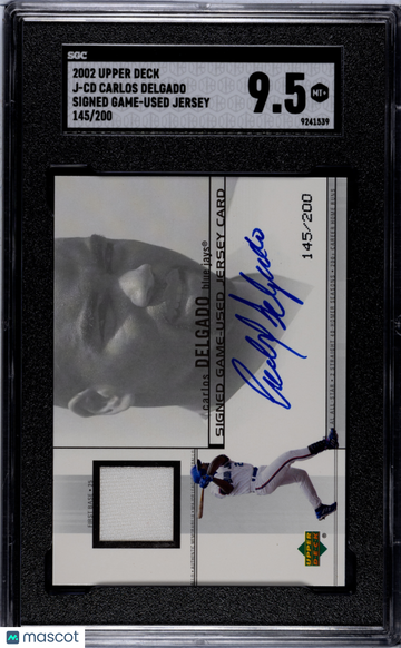 2002 Upper Deck Carlos Delgado #J-CD Signed Game Used Jersey SGC 9.5