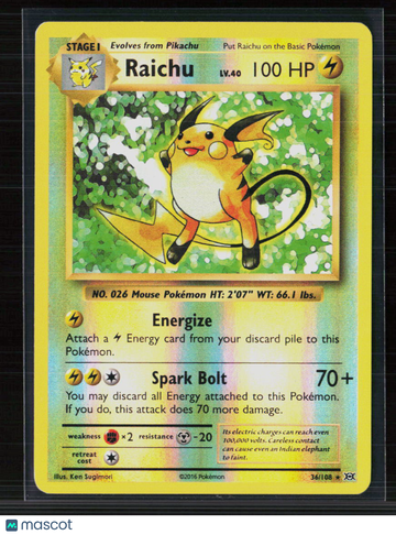 Pokemon 2016 Evolutions Raichu #36/108