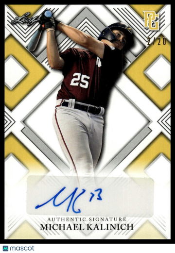 2023 Leaf Perfect Game National Showcase Michael Kalinich #AU-MK1 Autographs Yellow SN AU