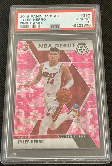 Tyler Herro 2019 Mosaic Prizm Debut Pink Camo PSA 10
