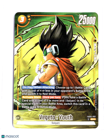 Dragon Ball Super CCG FB08 Vegeta Youth BT8-092 Gold Holofoil English Bandai Trading Card