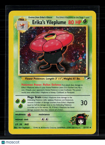 2000 Gym Challenge Erika's Vileplume Holo Rare #5/132