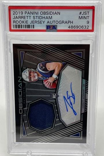 2019 Panini Obsidian Jarrett Stidham Rookie Jersey Auto PSA 9 MINT /150 SP 