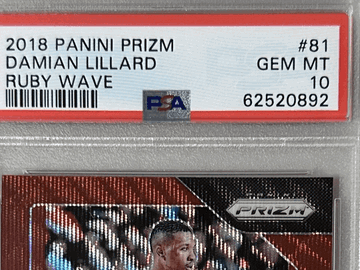 Graded 2018 Panini Prizm Damian Lillard Portland Trail Blazers #81 Ruby Wave PSA 10 Trading Card