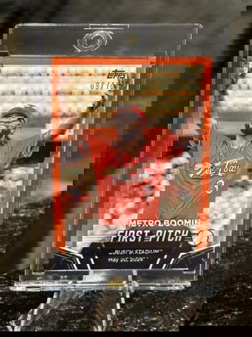 2024 Topps Update METRO BOOMIN #/10 RED First Pitch Busch Stadium STL Cardinals