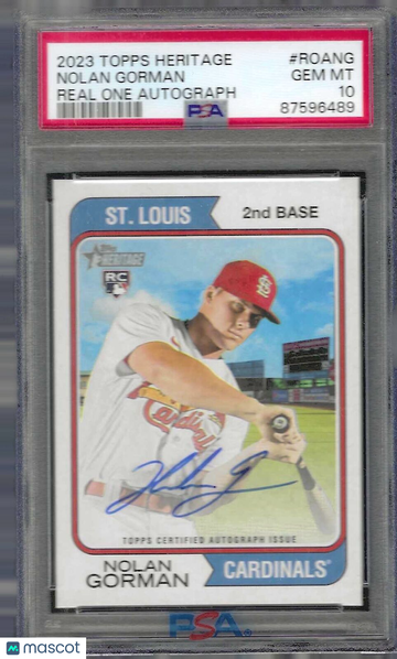 2023 Topps Heritage Real One Autographs Nolan Gorman #ROANG PSA 10