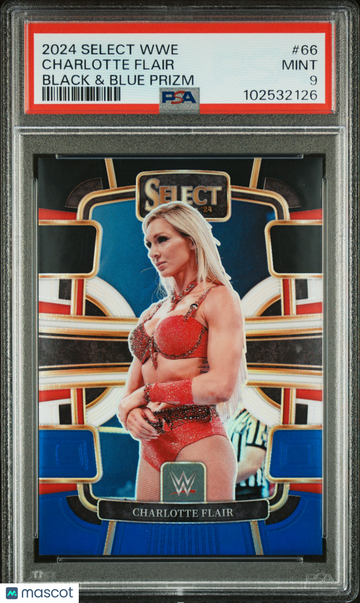 2024 Panini Select WWE Charlotte Flair #66 Black & Blue Prizm PSA 9