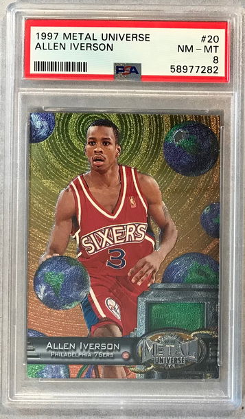 Allen Iverson 1997 Metal Universe #20 - PSA 8 NM-Mint - 76ers