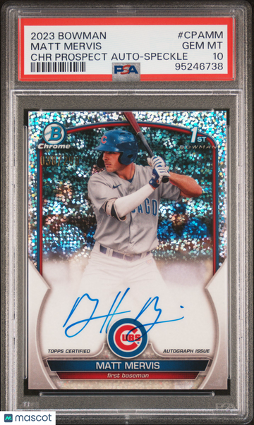 2023 Bowman Chrome Prospect Autographs Matt Mervis #CPAMM Speckle Ref PSA 10