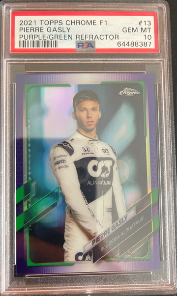 2021 Topps Chrome Pierre Gasly Purple Green Portrait - PSA 10