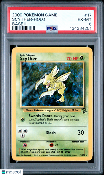 2000 Pokemon Game Base II Scyther Holo Base II PSA 6 #17