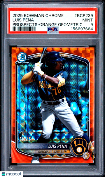 2025 Bowman Chrome Prospects Luis Pena #BCP239 Orange Geometric /25 PSA 9