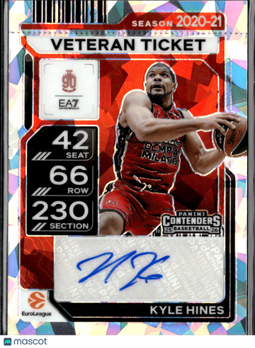 Kyle Hines 2026 Panini Contenders EuroLeague Basketball Veteran Ticket Auto Cracked Ice Olimpia Milano