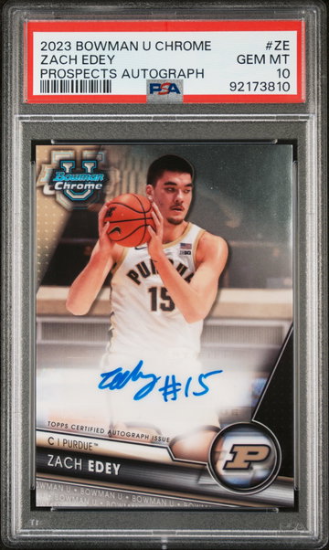 2023 Bowman University Chrome Bowman Chrome Prospects Autographs Zach Edey #ZE PSA 10