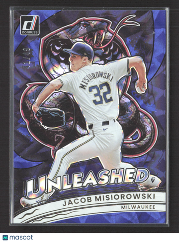 2026 Panini Donruss Baseball Unleashed Jacob Misiorowski #11 Blue Mosaic /49
