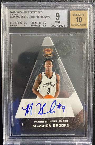 2012 Panini Preferred Silver #511 Marshon Brooks 14/25 BGS 9 / Auto 10