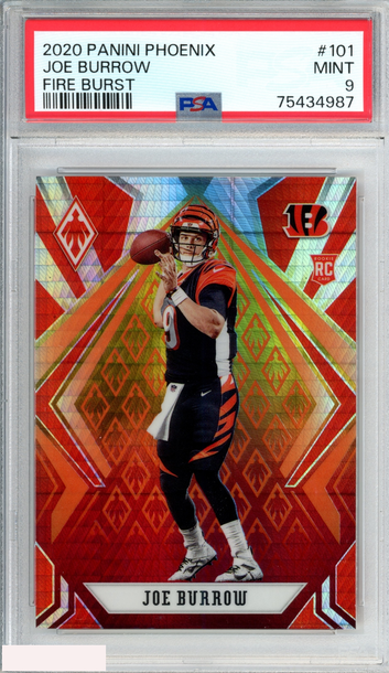2020 PANINI PHOENIX JOE BURROW #101 FIRE BURST ROOKIE RC PSA 9 MINT