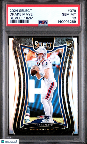 2024 Panini Select Drake Maye #379 Silver Prizm PSA 10