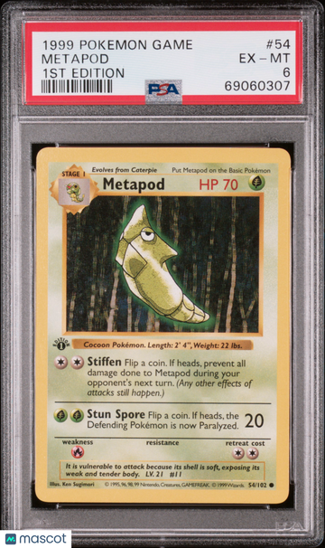 1999 Pokemon Game Metapod 1st Edition PSA 6 #54