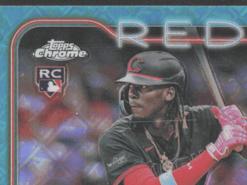 2024 Topps Chrome Trading Card Elly De La Cruz Cincinnati Reds Aqua RayWave RC #44 /199