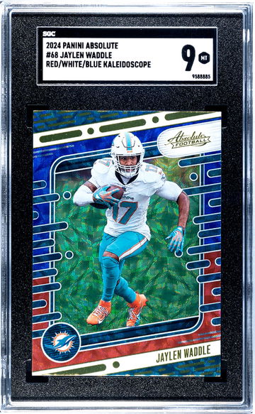 2024 Panini Absolute #68 Jaylen Waddle Red/White/Blue Kaleidoscope SGC 9